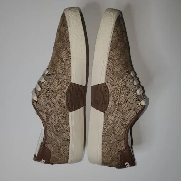 NWOT Women's Authentic Coach Citysole Skate Sneakers C2705 Signature Khaki Logo - Picture 3 of 11
